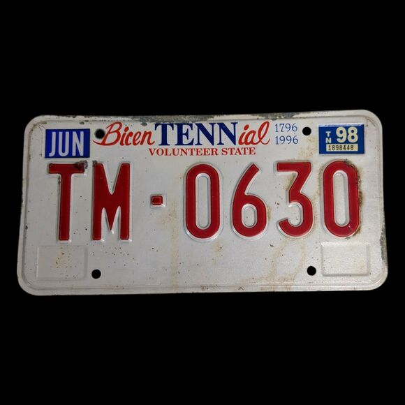 Vintage Tennessee - Bicentennial Volunteer State JUN 1998 License Plate TM 0630 - Picture 1 of 2